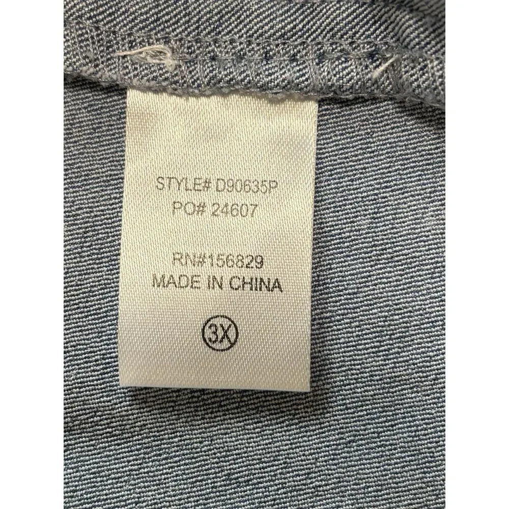 White Birch Light Denim V-Wire Mini Dress Plus Size 3X Western Festival Cowgirl - Picture 7 of 11